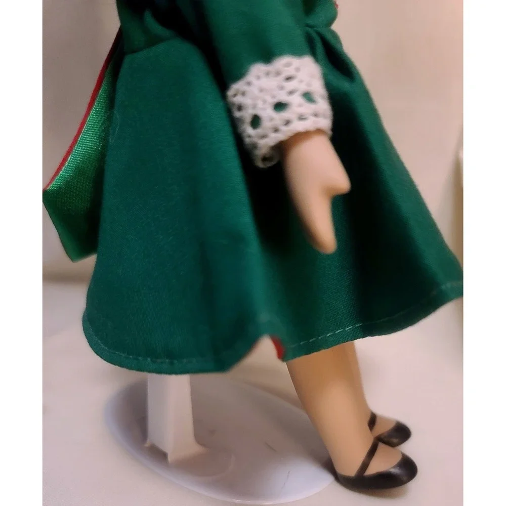 Vintage 90's Porcelain Irish Dancer Doll Red Hair Green Celtic Embroidered Dress